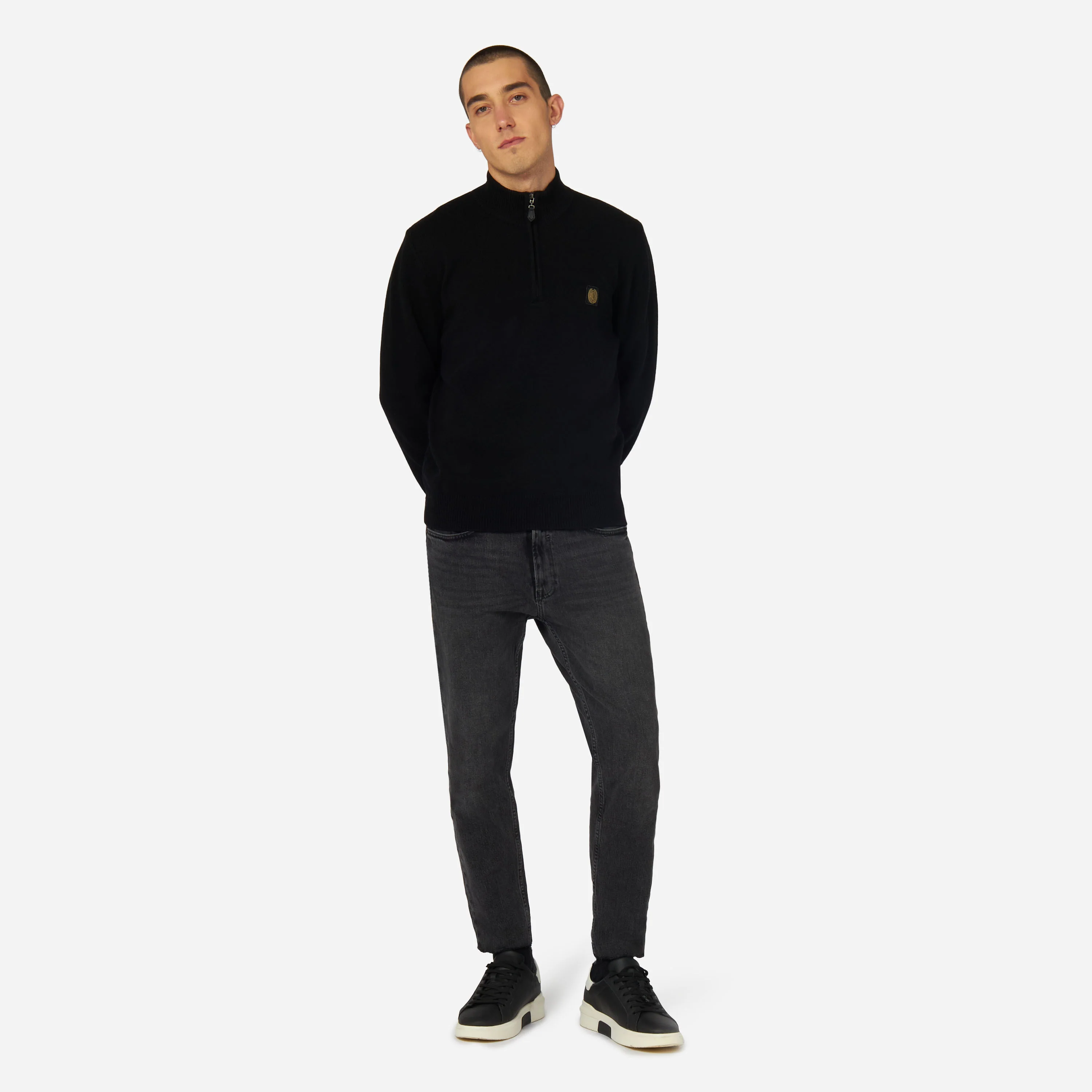PULLOVER A COLLO ALTO CON ZIP MILAN COLLEZIONE GOLD ESSENTIAL - Image 3