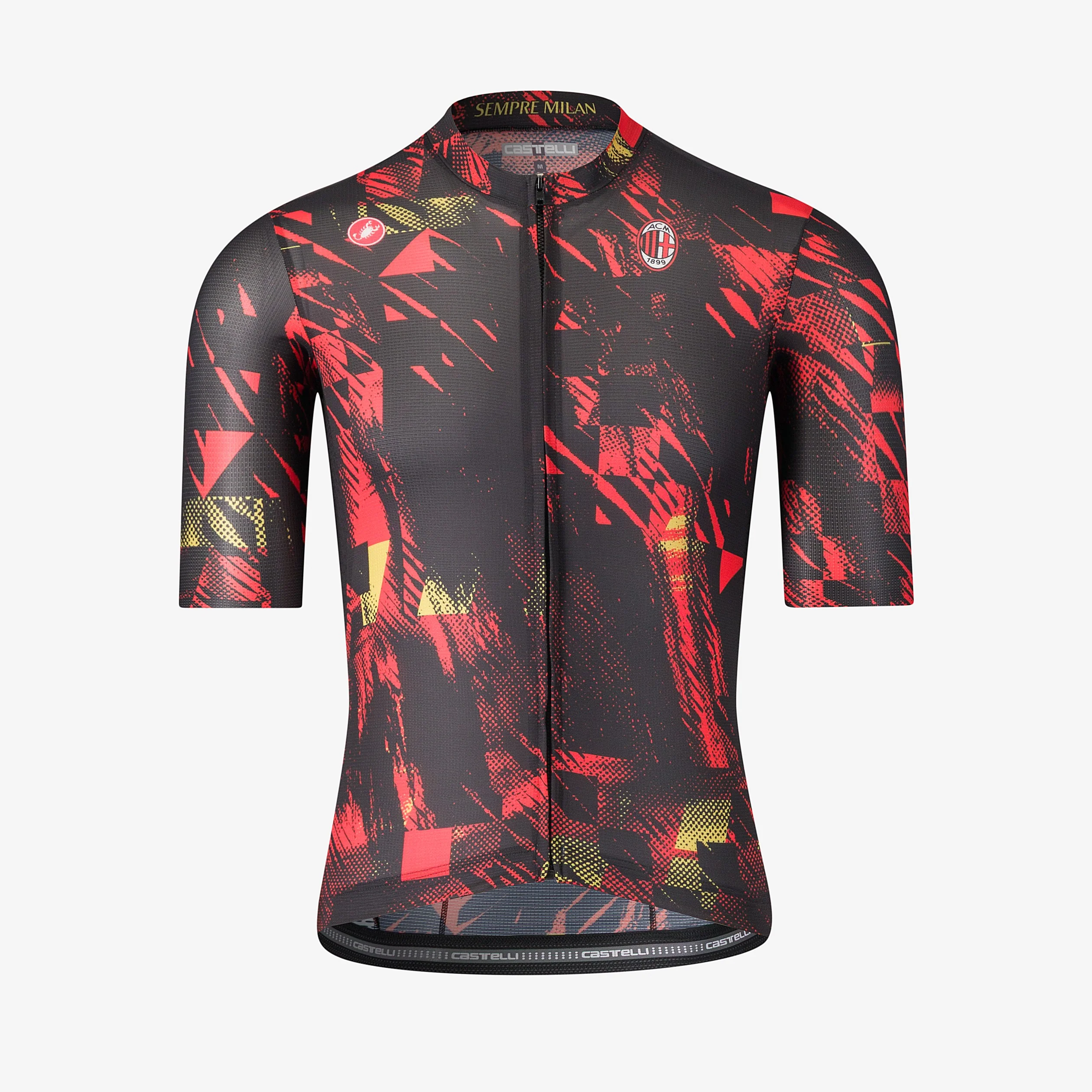 MAGLIA CICLISMO NERA CON DETTAGLI ROSSI CASTELLI X AC MILAN