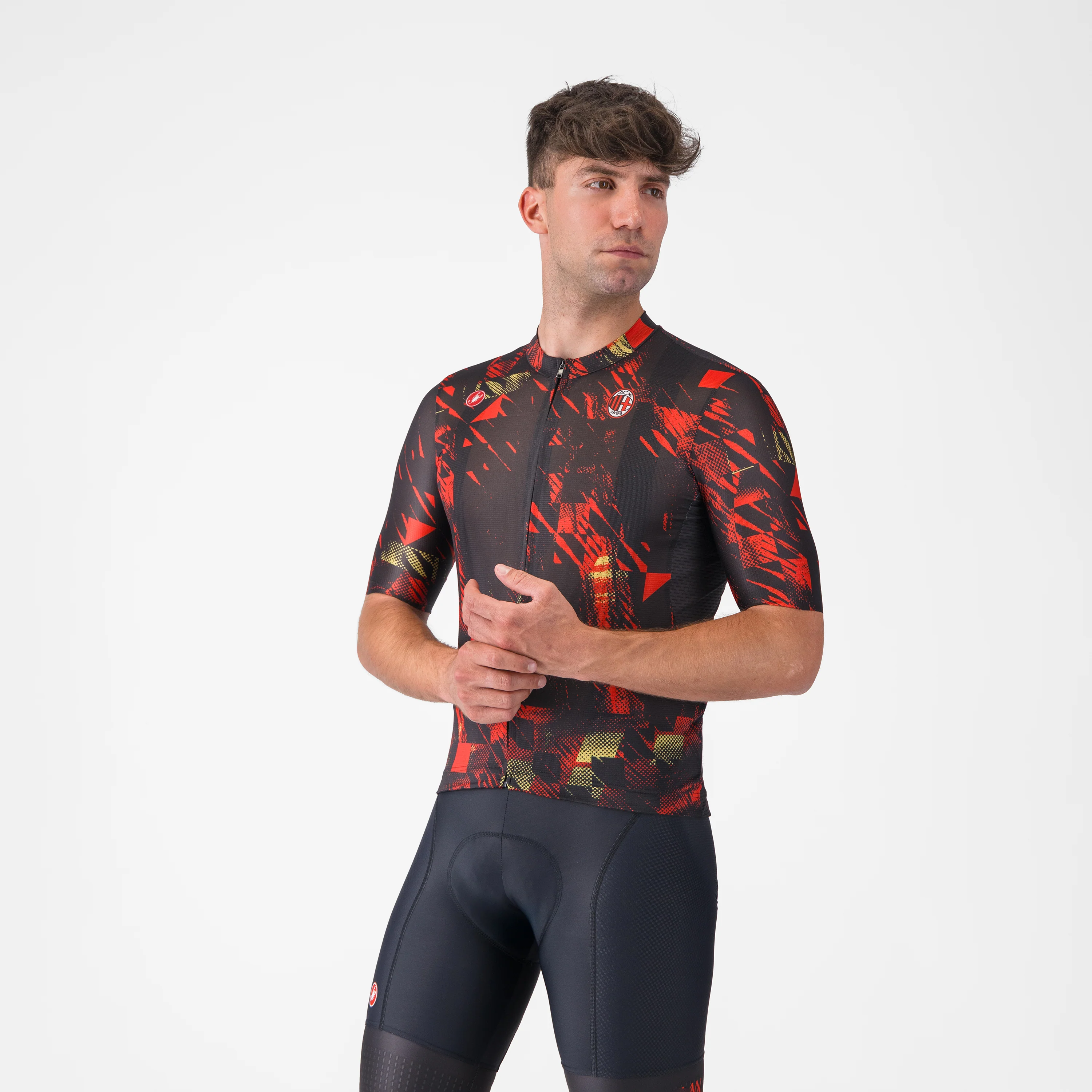 MAGLIA CICLISMO NERA CON DETTAGLI ROSSI CASTELLI X AC MILAN - Image 3