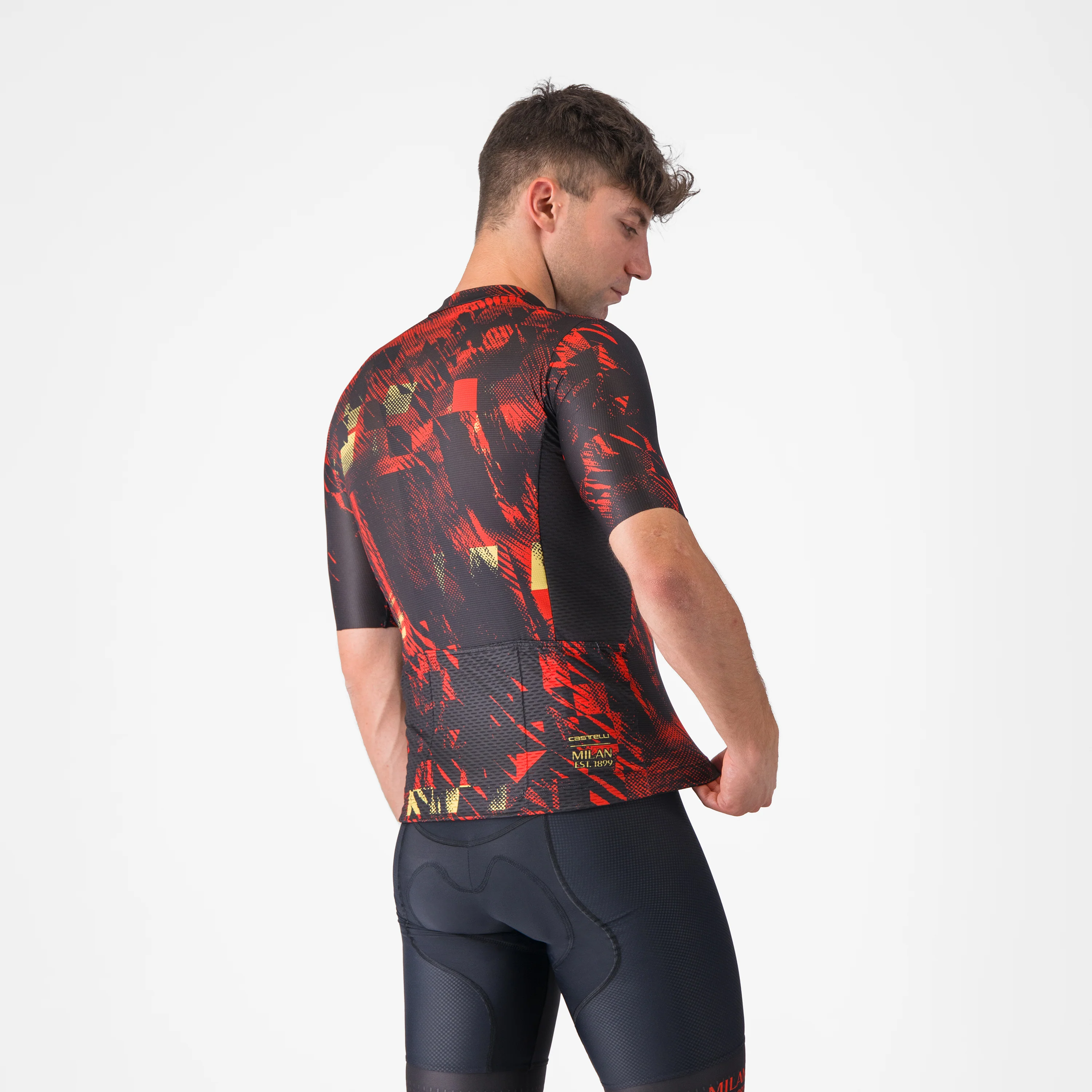 MAGLIA CICLISMO NERA CON DETTAGLI ROSSI CASTELLI X AC MILAN - Image 4
