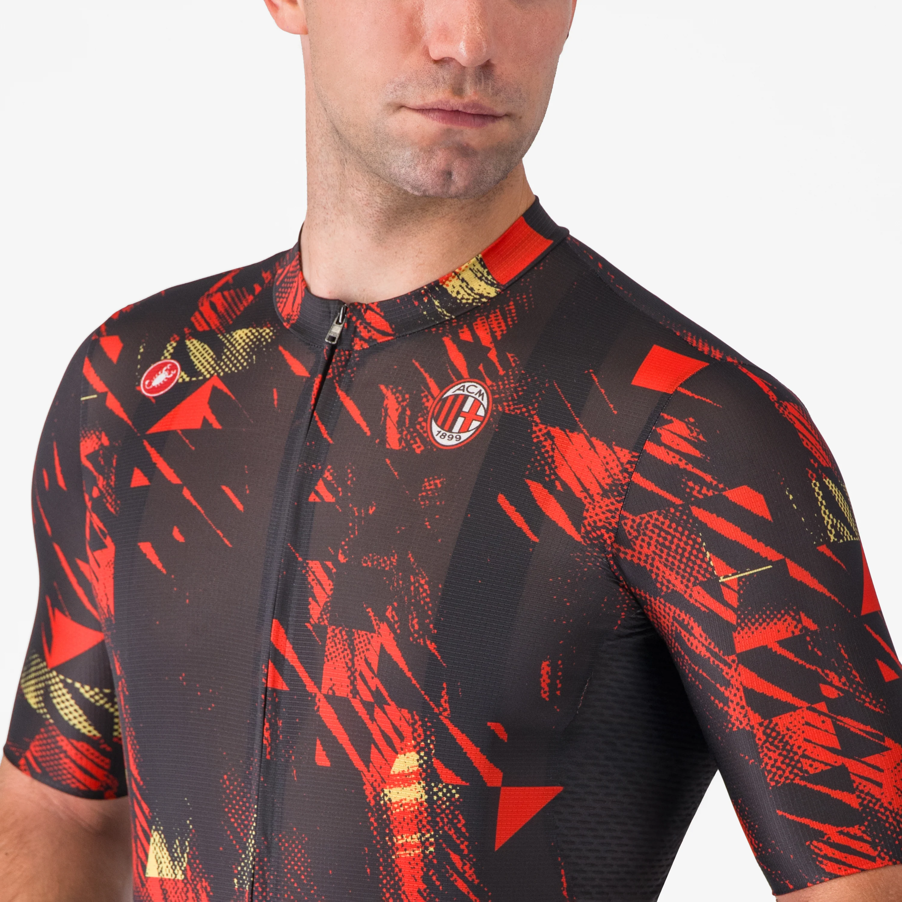 MAGLIA CICLISMO NERA CON DETTAGLI ROSSI CASTELLI X AC MILAN - Image 5