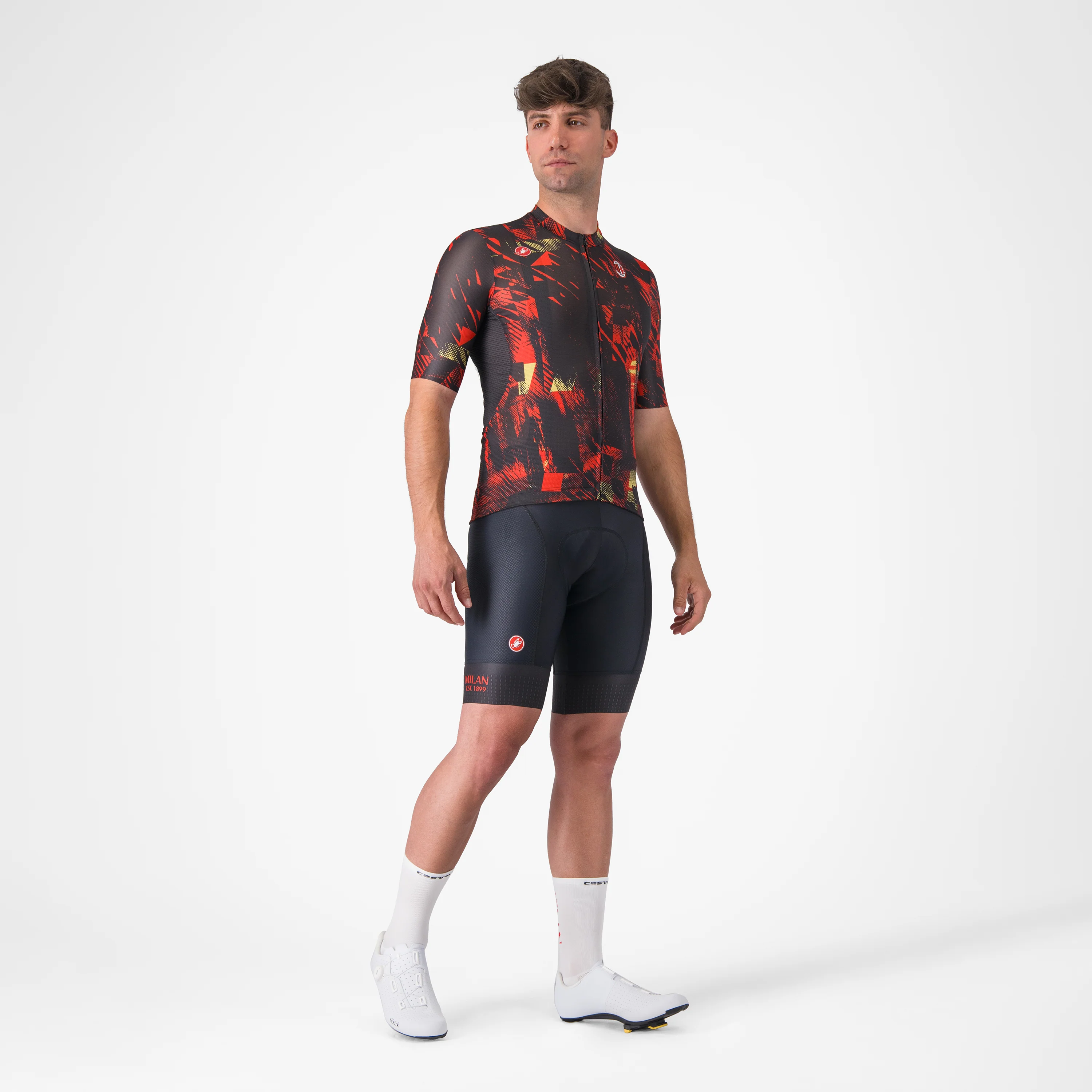MAGLIA CICLISMO NERA CON DETTAGLI ROSSI CASTELLI X AC MILAN - Image 7