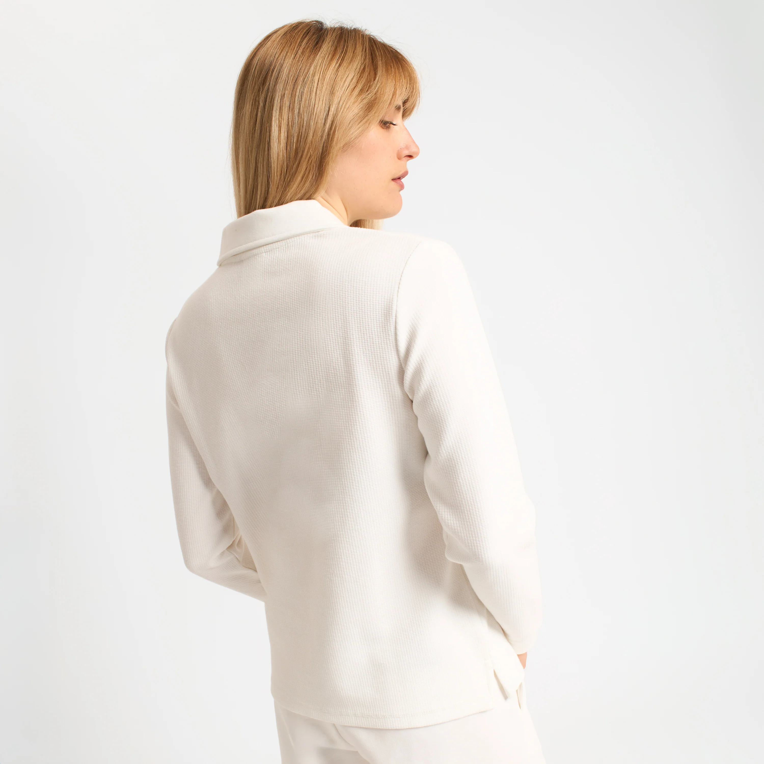 POLO MILAN A MANICHE LUNGHE BIANCA DONNA CON RICAMO - Image 6