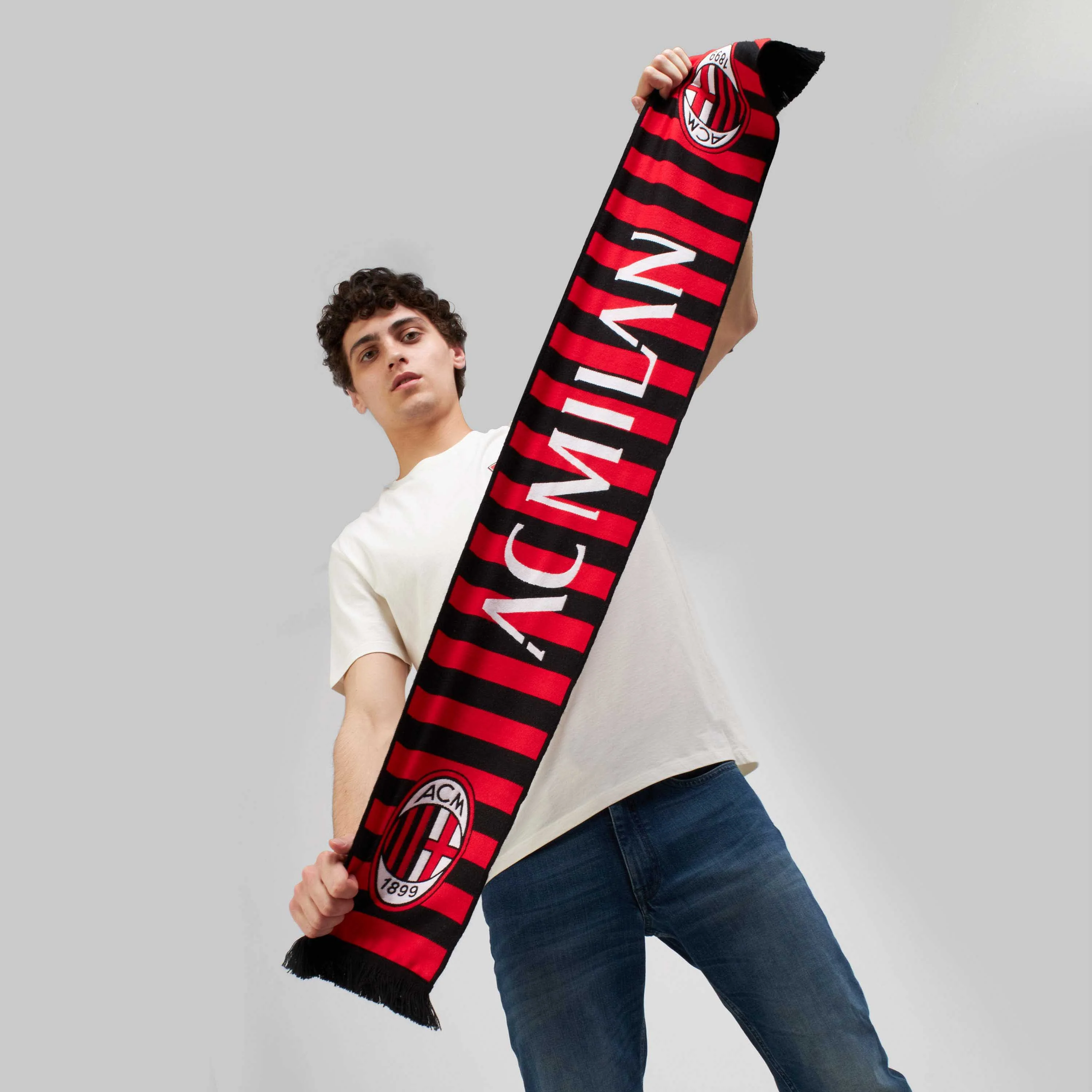 SCIARPA MILAN A RIGHE CON LOGO - Image 3